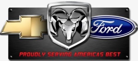 Logos of Ford Chevy and Dodge